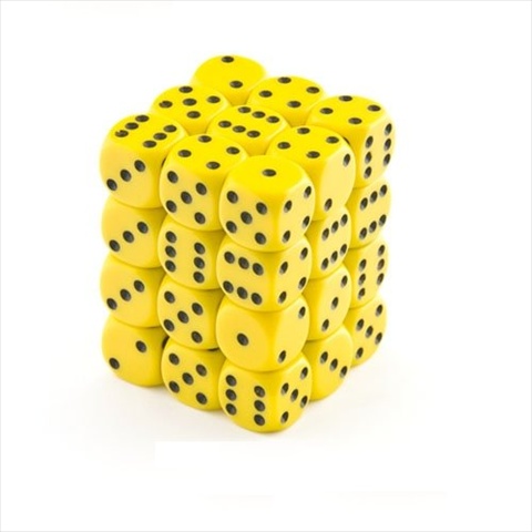 Picture of Chessex Manufacturing 25802 Opaque Yellow With Black - 12 mm Six Sided Dice Set Of 36