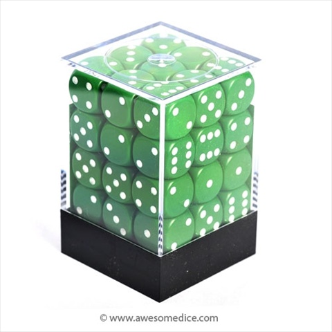 Manufacturing 25805 Opaque Green With White  12 mm Six Sided Dice Set Of 36