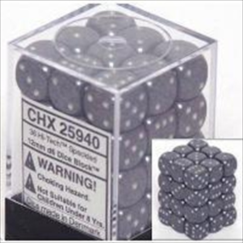 Manufacturing 25940 Hi-Tech Speckled - 6 Sided 12 mm Dice Set Of 36