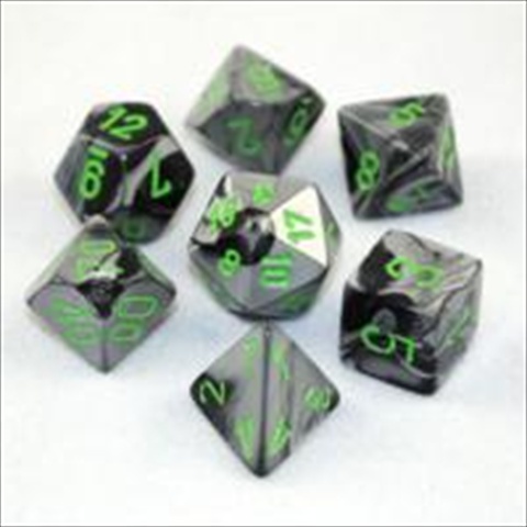 Picture of Chessex Manufacturing 26445 Cube Gemini Set Of 7 Dice - Black & Green With Gold Numbering