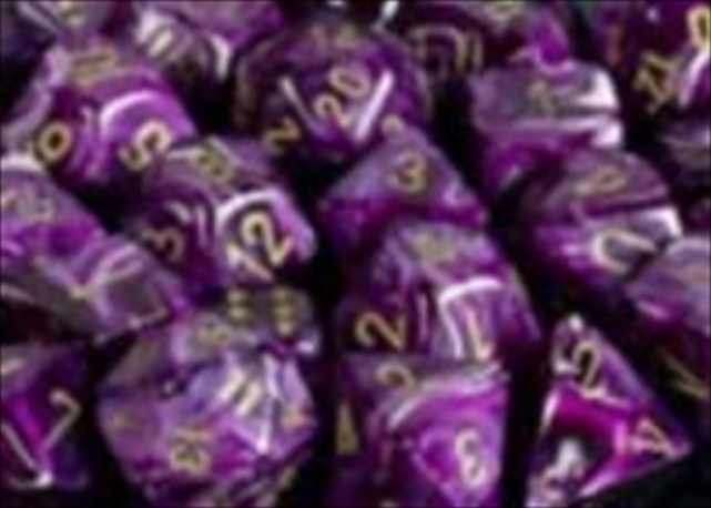 Manufacturing 27437 Vortex Purple With Gold Numbers Dice Set Of 7