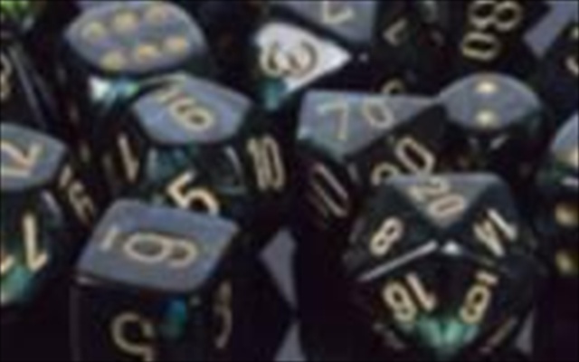 Picture of Chessex Manufacturing 27615 16 mm Scarab Jade With Gold Numbers D6 Dice Set Of 12