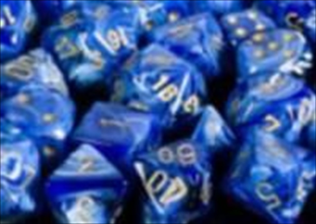 Picture of Chessex Manufacturing 27636 16 mm Vortex Blue With Gold Numbers D6 Dice Set Of 12