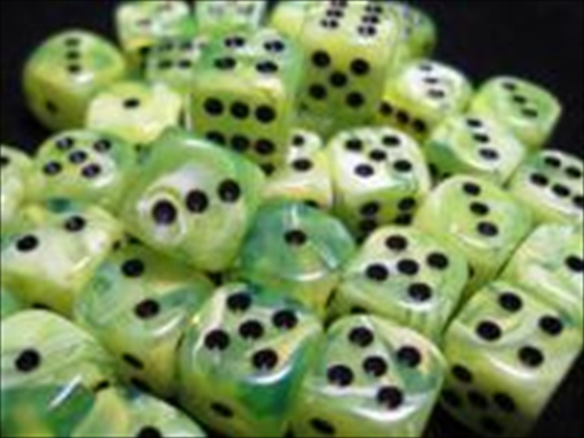 Manufacturing 27830 12 mm Vortex Bright Green With Black Numbering D6 Dice Set Of 36