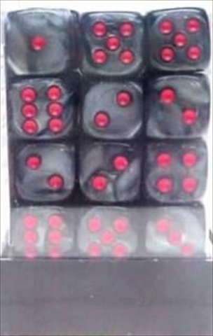 Manufacturing 27878 12 mm Velvet Black With Red Numbers D6 Dice Set Of 36