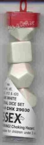 Manufacturing 29030 Tube Opaque Blank White Dice 6 Set