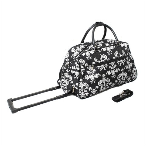 Picture of All-Seasons 8112022-630 21 in. Designer Prints Damask Carry-On Rolling Duffel Bag&#44; Black & White