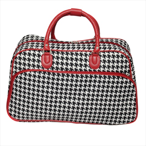 Picture of All-Seasons 812014-606-R 21 in. Houndstooth Print Carry-On Shoulder Tote Duffel Bag&#44; Red Trim