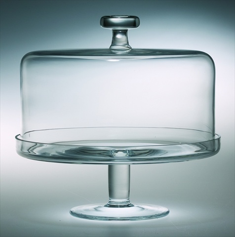 Majestic Gifts T-305 Classic clear 11 in. High Quality Glass Cake Stand With Dome