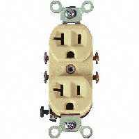 Cooper Wiring 4151411 20Amp 3Wire Grounded Duplex Receptacle - Ivory -  Cooper Wiring Devices