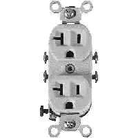 Cooper Wiring 6325963 20Amp 3Wire Grounded Duplex Receptacle - White -  Cooper Wiring Devices