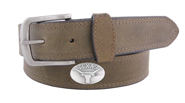Picture of Zep-Pro UTX-BOLPS-CRZ-LBR-36 Texas Longhorns Concho Emblem Crazyhorse Leather Belt Size 36