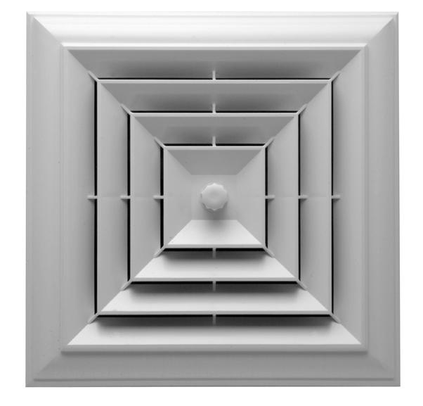 White Square Capital Crown Ceiling Diffuser with 8-7-6 in. Reducing Boot