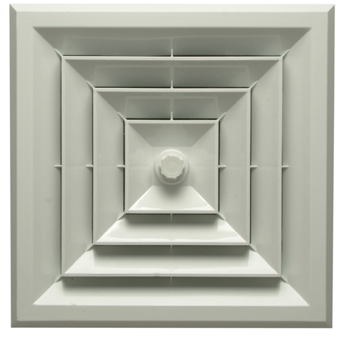 White Square Ceiling Diffuser with 8 in. Boot and Butterfly Damper