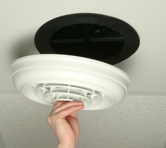 White Round Capital Crown Ceiling Diffuser 8 in. Boot & Butterfly Damper