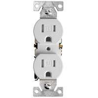 Duplex Straight Blade Receptacle, 5-15R, 15 A, 125V AC, 2 Pole, 3 Wire, Flush Mount, Grounded