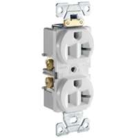 Duplex Straight Blade Receptacle, 5-20R, 20 A, 125V AC, 2 Pole, 3 Wire, Flush Mount, Grounded