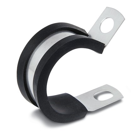 38 in. Diameter Stainless Rubber Cushioned Loop Clamp .281 Screw Hole Diameter, 25 Pieces