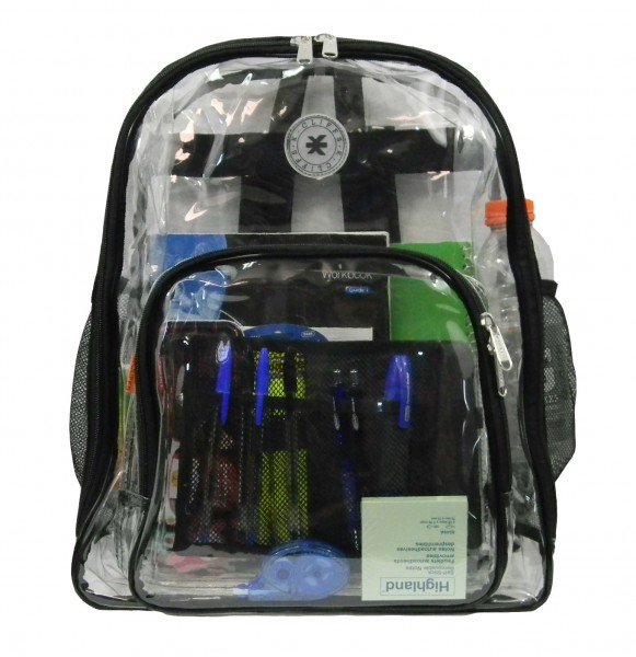 17 in. Deluxe 0.5 Mm Super Heavy Duty Vinyl See Through PVC Clear Backpack - Black