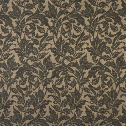 Picture of Designer Fabrics F607 54 in. Wide Black&#44; Floral Leaf Outdoor&#44; Indoor&#44; Marine Scotchgarded Fabric