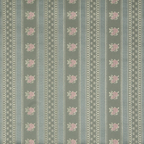 Picture of Designer Fabrics D124 54 in. Wide Gold, Pink And Blue, Floral Striped Brocade Upholstery Fabric