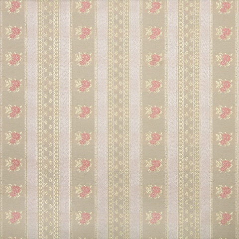 Picture of Designer Fabrics D125 54 in. Wide Gold&#44; Pink And White&#44; Floral Striped Brocade Upholstery Fabric