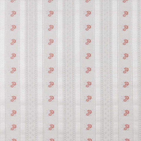 Picture of Designer Fabrics D127 54 in. Wide Silver- White And Mahogany Red- Floral Striped Brocade Upholstery Fabric