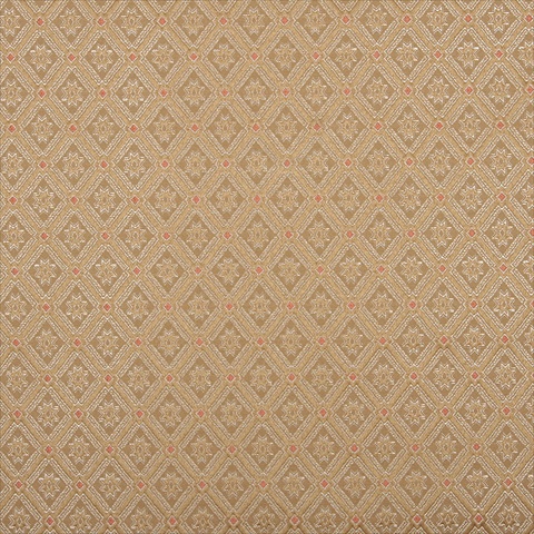 54 in. Wide Gold- White And Red- Diamond Brocade Upholstery Fabric