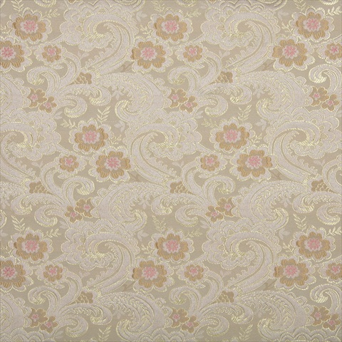 Picture of Designer Fabrics E390 54 in. Wide Gold&#44; Pink And White&#44; Paisley Floral Brocade Upholstery Fabric