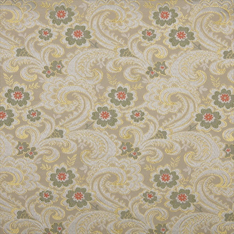 Picture of Designer Fabrics E391 54 in. Wide Gold- White- Red And Green- Paisley Floral Brocade Upholstery Fabric