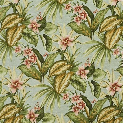 Picture of Designer Fabrics C426 54 in. Wide Green, Blue And Red, Floral Outdoor, Indoor, Marine Upholstery Fabric