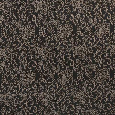 Picture of Designer Fabrics B606 54 in. Wide Black&#44; Contemporary Floral Jacquard Woven Upholstery Fabric