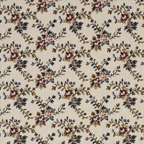 54 in. Wide Red- Green And Beige- Floral Vine Tapestry Upholstery Fabric
