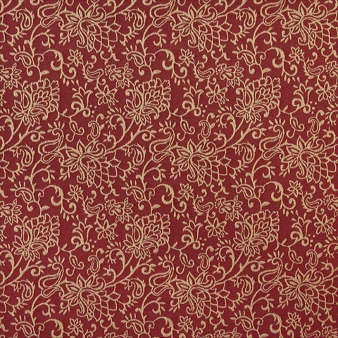 Picture of Designer Fabrics B607 54 in. Wide Red&#44; Contemporary Floral Jacquard Woven Upholstery Fabric