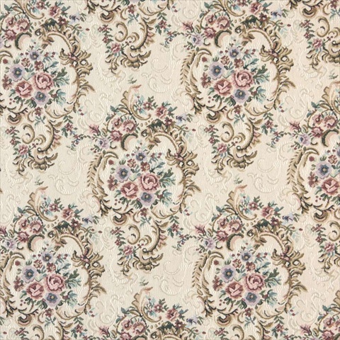 Picture of Designer Fabrics B773 54 in. Wide Burgundy&#44; Green And Blue&#44; Floral Tapestry Upholstery Fabric