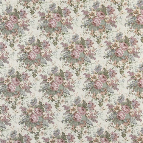 Picture of Designer Fabrics B400 54 in. Wide Pink- Blue And Green- Floral Tapestry Upholstery Fabric