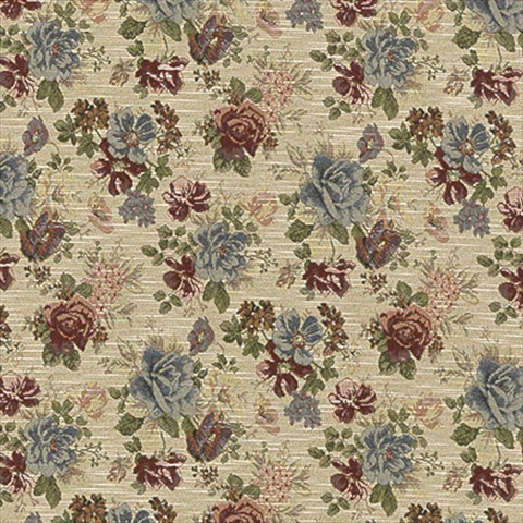 Picture of Designer Fabrics F900 54 in. Wide Green- Red And Blue- Floral Tapestry Upholstery Fabric