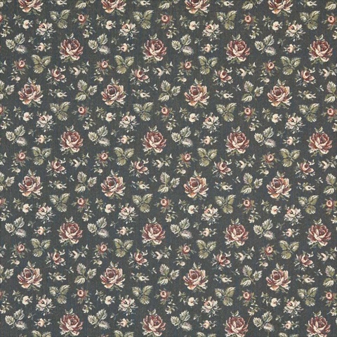 Picture of Designer Fabrics F905 54 in. Wide Navy- Burgundy And Green- Floral Tapestry Upholstery Fabric