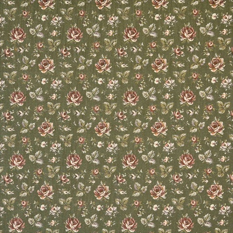 Picture of Designer Fabrics F907 54 in. Wide Green And Burgundy- Floral Tapestry Upholstery Fabric