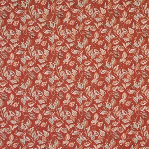 Picture of Designer Fabrics F912 54 in. Wide Red- Pink And Green- Floral Leaves Tapestry Upholstery Fabric
