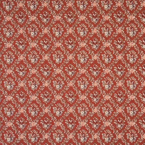Picture of Designer Fabrics F915 54 in. Wide Red And Green- Floral Diamond Tapestry Upholstery Fabric