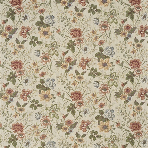 Picture of Designer Fabrics F929 54 in. Wide Red- Green And Yellow- Floral Tapestry Upholstery Fabric