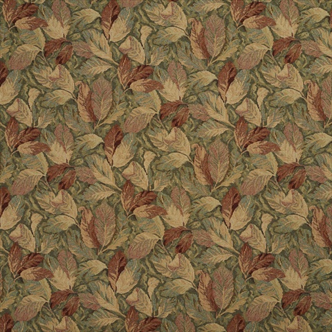 Picture of Designer Fabrics F935 54 in. Wide Burgundy And Green- Floral Leaves Tapestry Upholstery Fabric