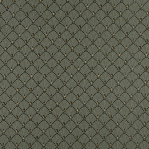 54 in. Wide - Hunter Green And Gold Fan Jacquard Woven Upholstery Fabric