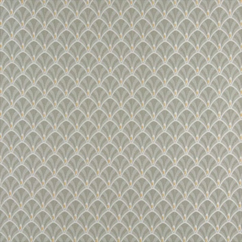 D305 54 in. Wide - Green- White And Gold Fan Jacquard Woven Upholstery Fabric