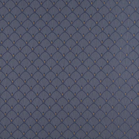 54 in. Wide - Blue And Gold Fan Jacquard Woven Upholstery Fabric
