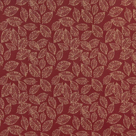 54 in. Wide Red, Floral Leaf Jacquard Woven Upholstery Fabric