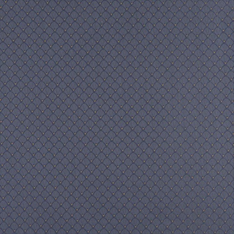 54 in. Wide , Blue And Gold Small Scale Shell Jacquard Woven Upholstery Fabric