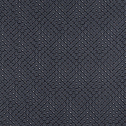 54 in. Wide - Navy Blue And Gold Small Scale Shell Jacquard Woven Upholstery Fabric