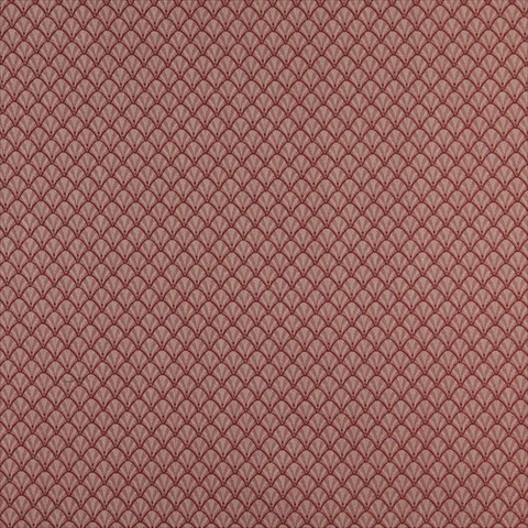 54 in. Wide , Burgundy And Beige Small Scale Shell Jacquard Woven Upholstery Fabric